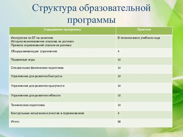 Структура образовательной программы