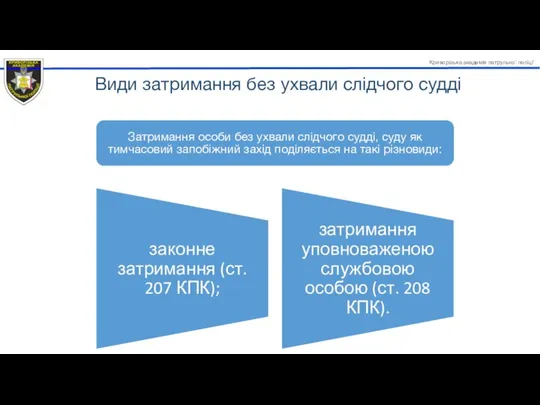 Види затримання без ухвали слідчого судді