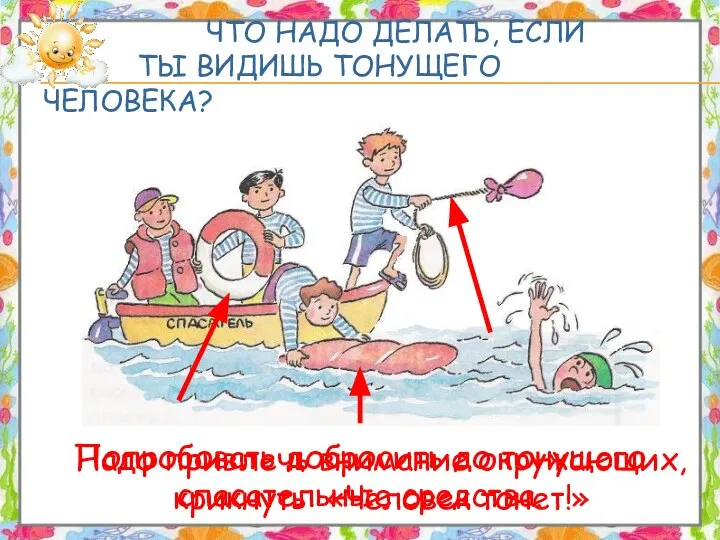 ЧТО НАДО ДЕЛАТЬ, ЕСЛИ ТЫ ВИДИШЬ ТОНУЩЕГО ЧЕЛОВЕКА? Надо привлечь внимание