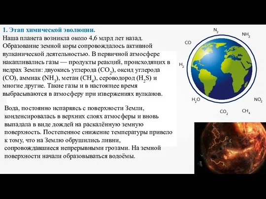 1. Этап химической эволюции. Наша планета возникла около 4,6 млрд лет