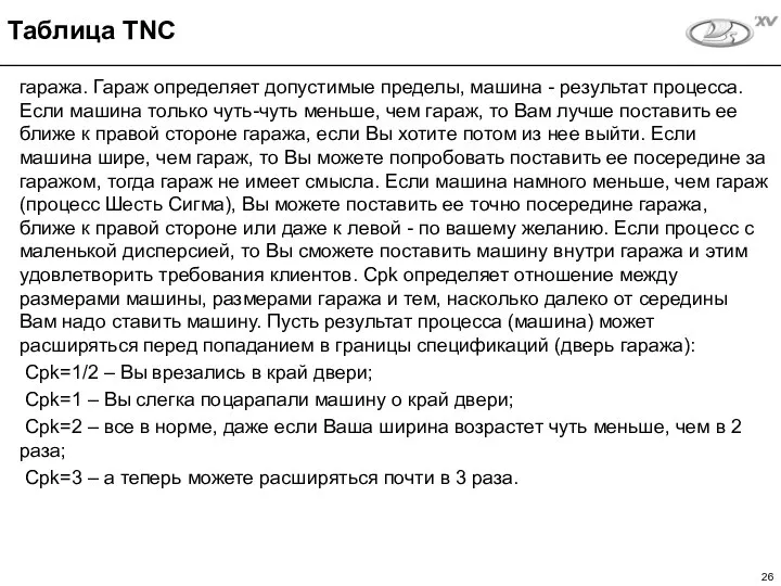 гаража. Гараж определяет допустимые пределы, машина - результат процесса. Если машина