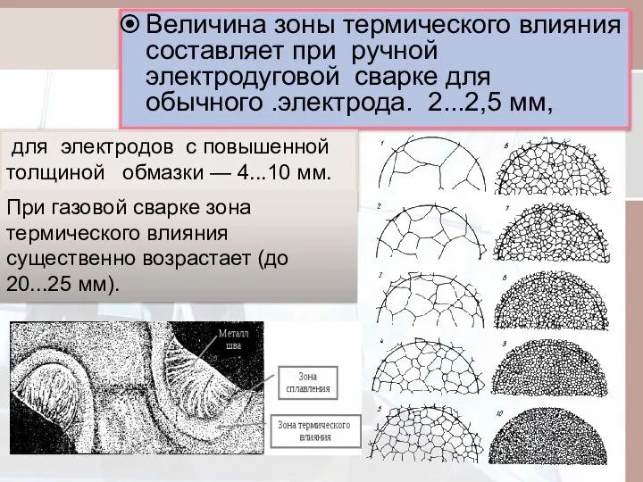 Величина зоны термического влияния составляет при ручной электродуговой сварке для обычного