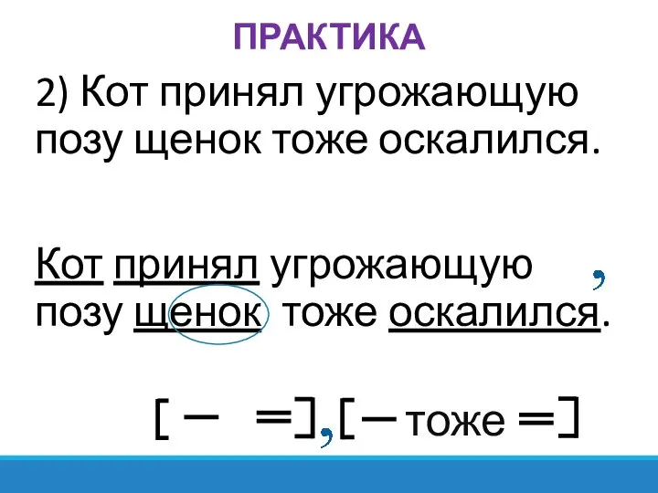 ПРАКТИКА 2) Кот принял угрожающую позу щенок тоже оскалился. Кот принял