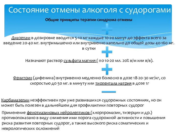 Диазепам в дозировке вводится 5-10 мг каждые 10-20 минут до эффекта