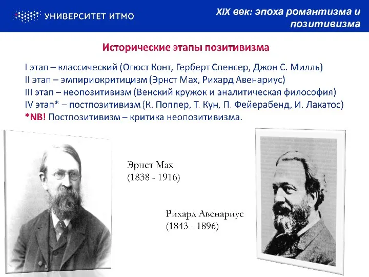 XIX век: эпоха романтизма и позитивизма