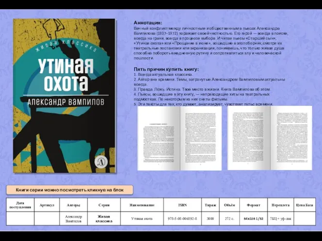 Аннотация: Вечный конфликт между личностным и общественным в пьесах Александра Вампилова