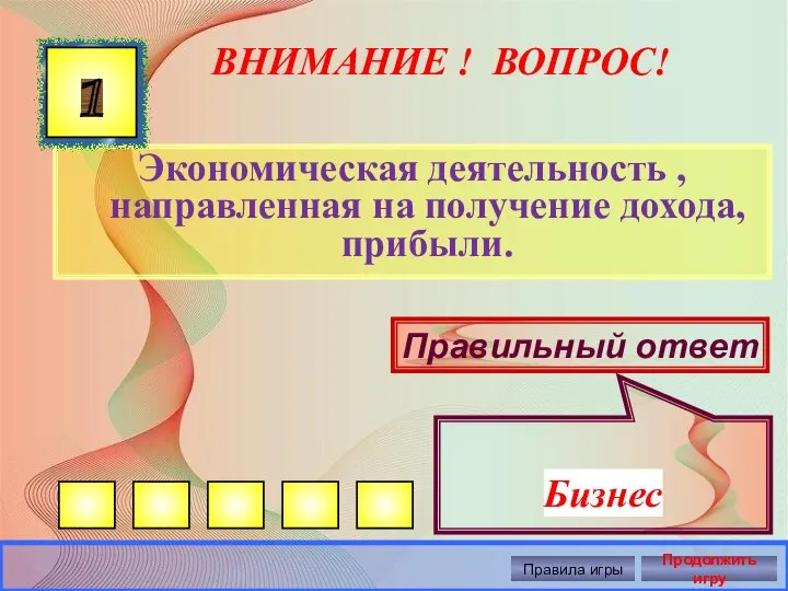 ВНИМАНИЕ ! ВОПРОС! Экономическая деятельность , направленная на получение дохода, прибыли.