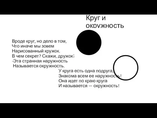 Круг и окружность Вроде круг, но дело в том, Что иначе