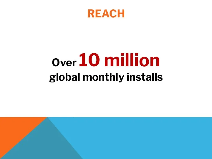 REACH Over 10 million global monthly installs