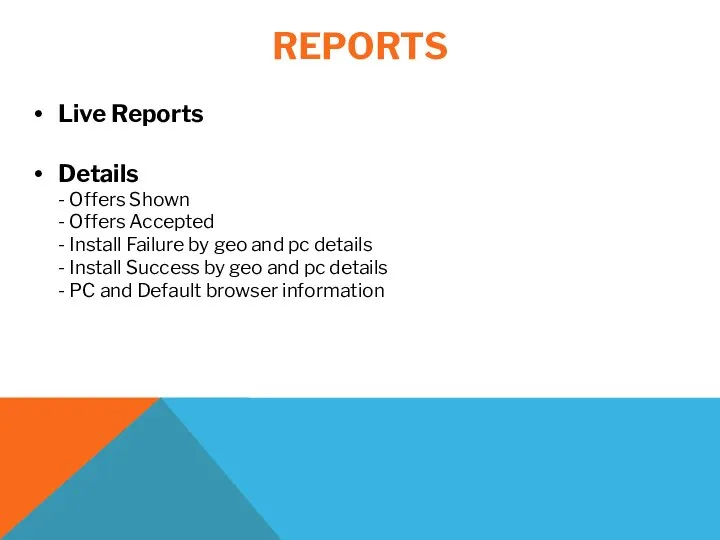 REPORTS Live Reports Details - Offers Shown - Offers Accepted -