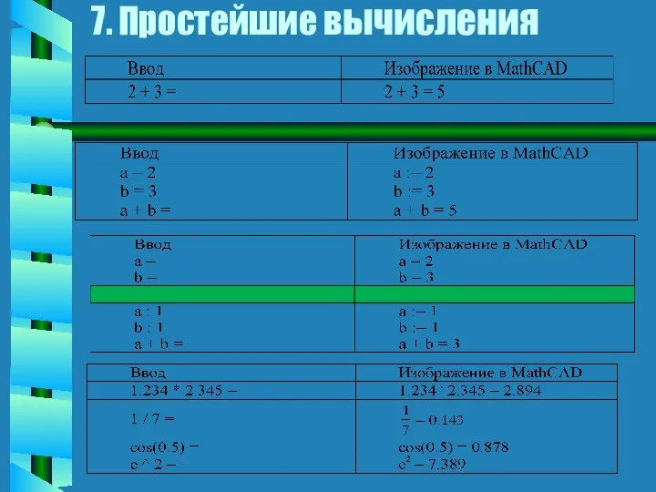 7. Простейшие вычисления