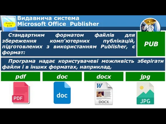 Видавнича система Microsoft Office Publisher Розділ 5 § 28 Стандартним форматом