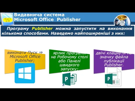 Видавнича система Microsoft Office Publisher Розділ 5 § 28 Програму Publisher