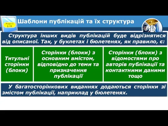 Шаблони публікацій та їх структура Розділ 5 § 28 Структура інших