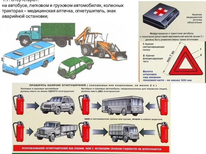 7. Прочие элементы конструкции 7.7. Отсутствуют: на автобусе, легковом и грузовом