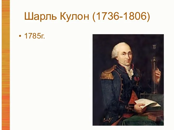 Шарль Кулон (1736-1806) 1785г.