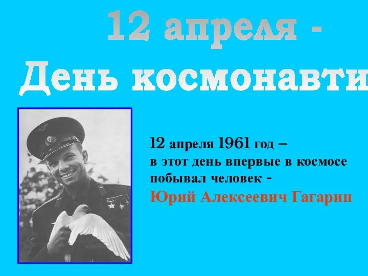 12 апреля - День космонавтики 12 апреля 1961 год – в