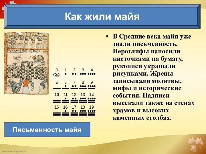 В Средние века майя уже знали письменность. Иероглифы наносили кисточками на