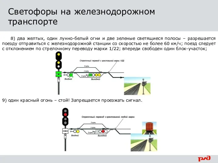 8) два желтых, один лунно-белый огни и две зеленые светящиеся полосы