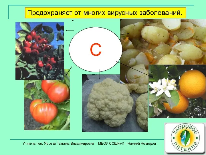 Предохраняет от многих вирусных заболеваний. С Учитель Iкат. Ярцева Татьяна Владимировна МБОУ СОШ№41 г.Нижний Новгород