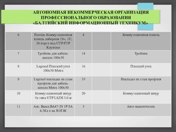 АВТОНОМНАЯ НЕКОММЕРЧЕСКАЯ ОРГАНИЗАЦИЯ ПРОФЕССИОНАЛЬНОГО ОБРАЗОВАНИЯ «БАЛТИЙСКИЙ ИНФОРМАЦИОННЫЙ ТЕХНИКУМ»