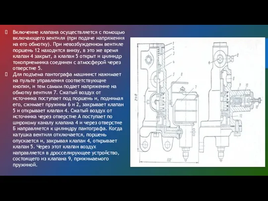 Включение клапана осуществляется с помощью включающего вентиля (при подаче напряжения на