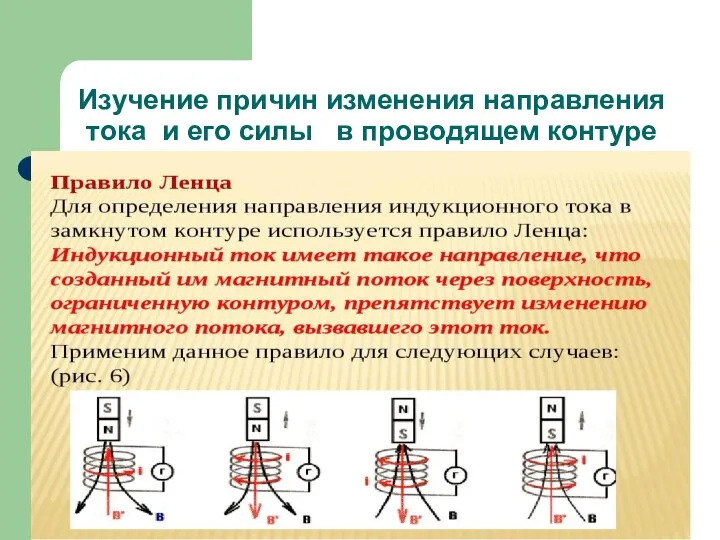 Изучение причин изменения направления тока и его силы в проводящем контуре