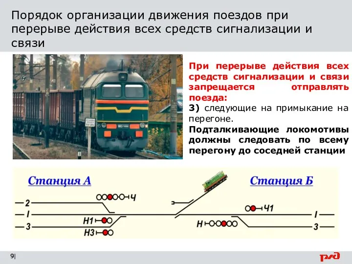 Порядок организации движения поездов при перерыве действия всех средств сигнализации и