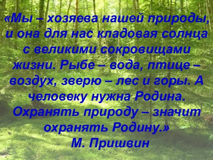 «Мы – хозяева нашей природы, и она для нас кладовая солнца