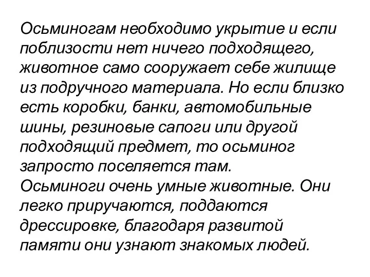 Осьминогам необходимо укрытие и если поблизости нет ничего подходящего, животное само