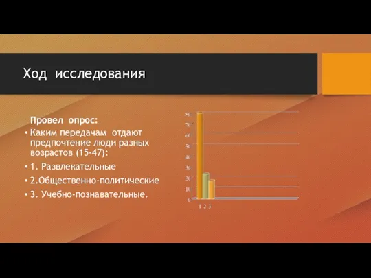 Ход исследования Провел опрос: Каким передачам отдают предпочтение люди разных возрастов