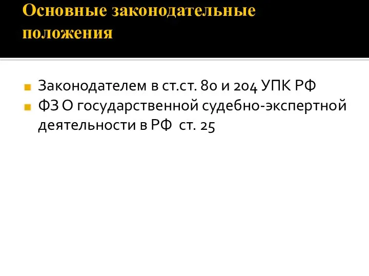 Основные законодательные положения Законодателем в ст.ст. 80 и 204 УПК РФ