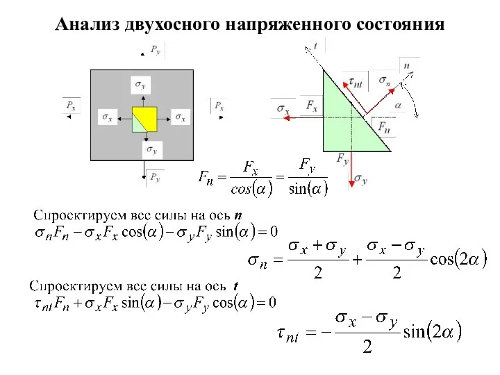 Анализ двухосного напряженного состояния