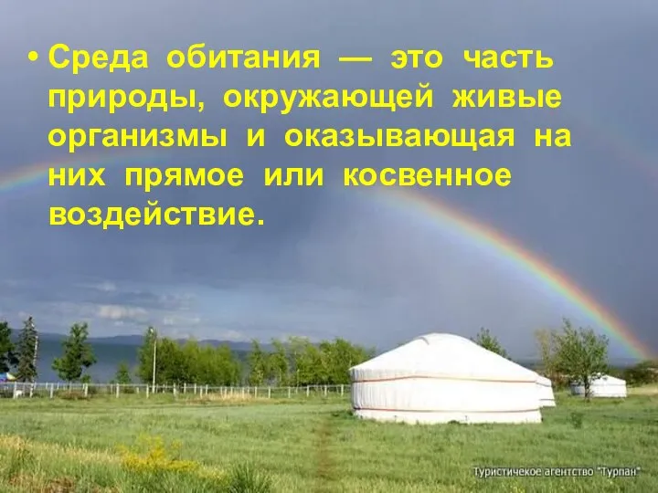 Среда обитания — это часть природы, окружающей живые организмы и оказывающая