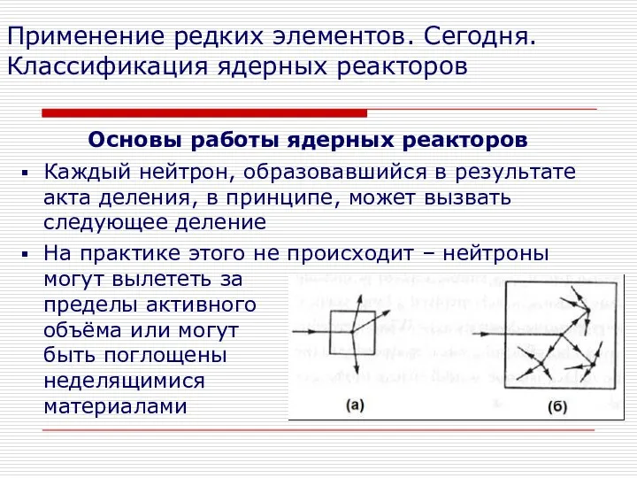 Применение редких элементов. Сегодня. Классификация ядерных реакторов Основы работы ядерных реакторов