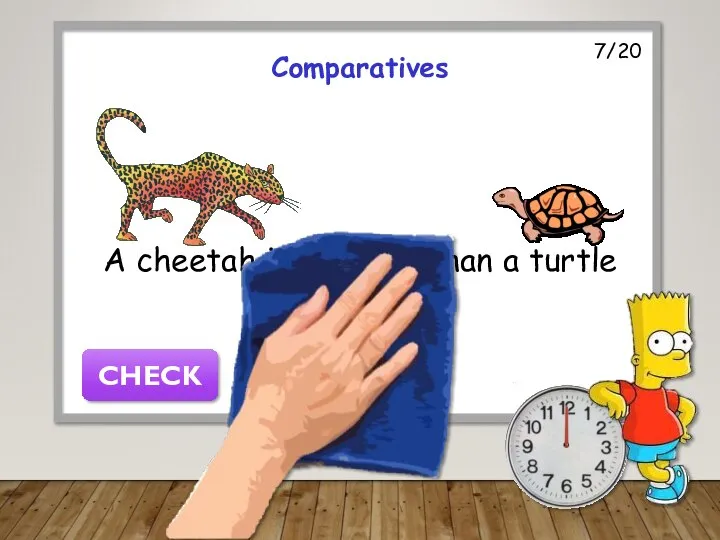 A cheetah is faster than a turtle CHECK 7/20 Comparatives