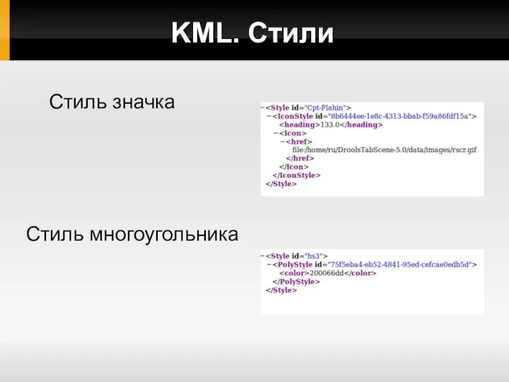 KML. Стили Стиль значка Стиль многоугольника