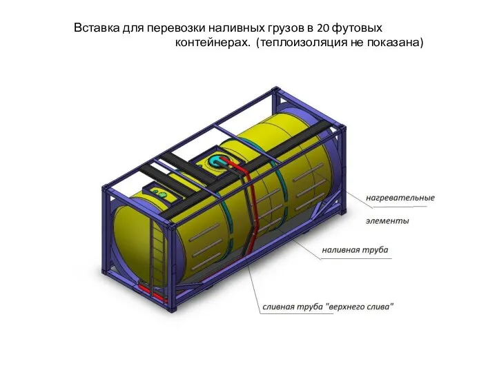 Вставка для перевозки наливных грузов в 20 футовых контейнерах. (теплоизоляция не показана)