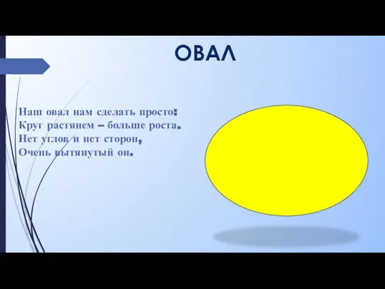 ОВАЛ Наш овал нам сделать просто: Круг растянем – больше роста.