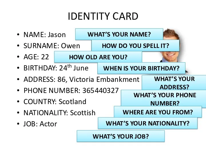 IDENTITY CARD NAME: Jason SURNAME: Owen AGE: 22 BIRTHDAY: 24th June