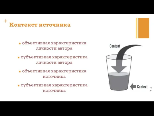 Контекст источника объективная характеристика личности автора субъективная характеристика личности автора объективная характеристика источника субъективная характеристика источника