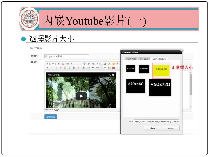 內嵌Youtube影片(一) 選擇影片大小