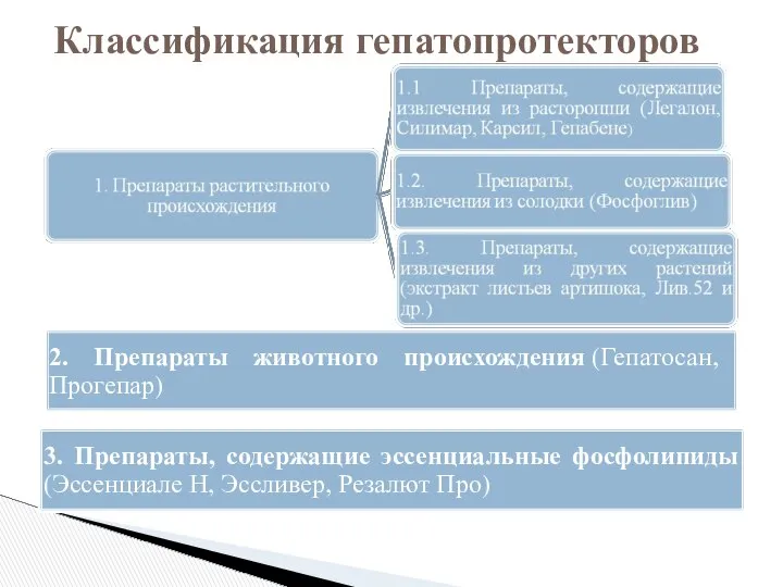 Классификация гепатопротекторов