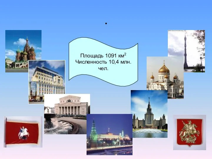 . Москва-столица России Площадь 1091 км2 Численность 10,4 млн. чел.