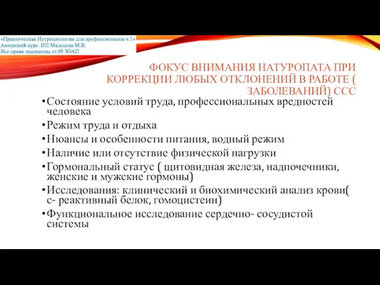 ФОКУС ВНИМАНИЯ НАТУРОПАТА ПРИ КОРРЕКЦИИ ЛЮБЫХ ОТКЛОНЕНИЙ В РАБОТЕ ( ЗАБОЛЕВАНИЙ)