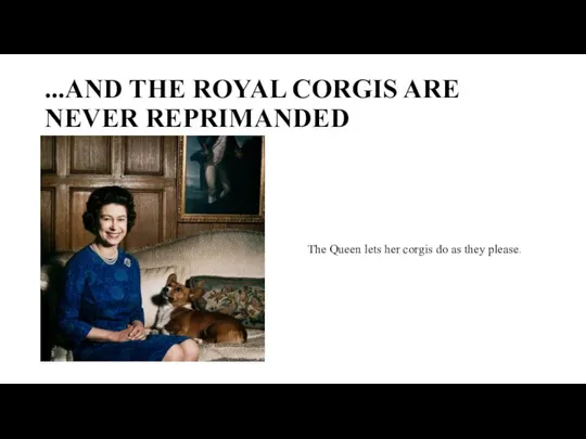 ...AND THE ROYAL CORGIS ARE NEVER REPRIMANDED The Queen lets her corgis do as they please.