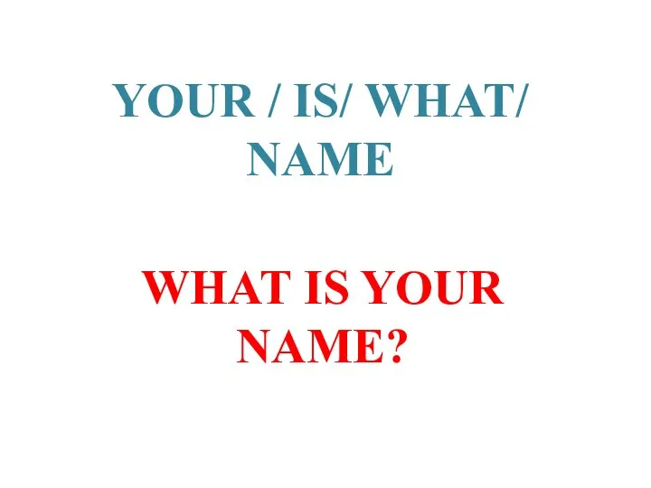 YOUR / IS/ WHAT/ NAME WHAT IS YOUR NAME?