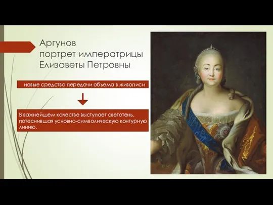 Аргунов портрет императрицы Елизаветы Петровны новые средства передачи объема в живописи
