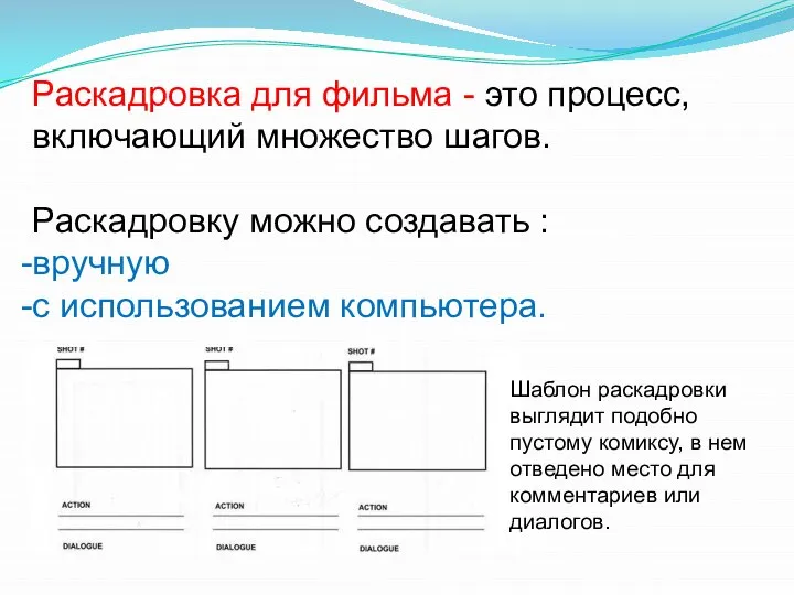 Раскадровка для фильма - это процесс, включающий множество шагов. Раскадровку можно