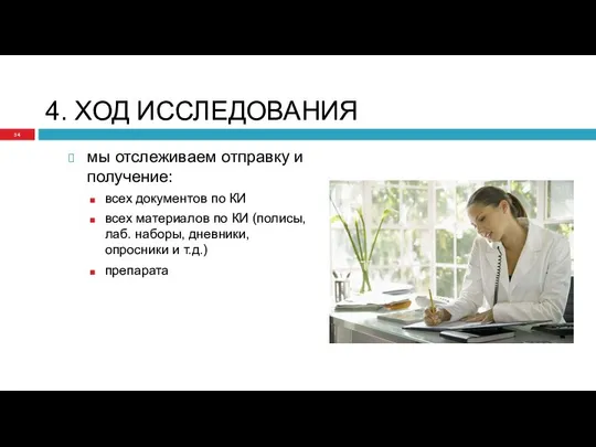 4. ХОД ИССЛЕДОВАНИЯ мы отслеживаем отправку и получение: всех документов по